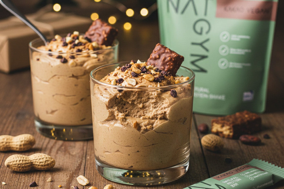 Rezept für sättigendes Protein-Erdnuss-Butter-Mousse