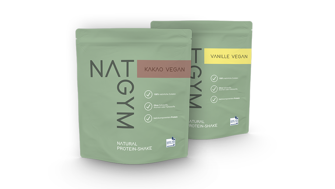 Natürliche vegane Proteinshakes Kakao und Vanille